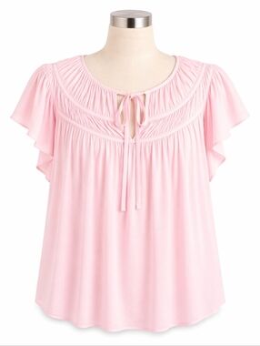 Rachel Zoe NWT Pink Hammered Satin Lightweight Peasant Top S Romantic Feminine
